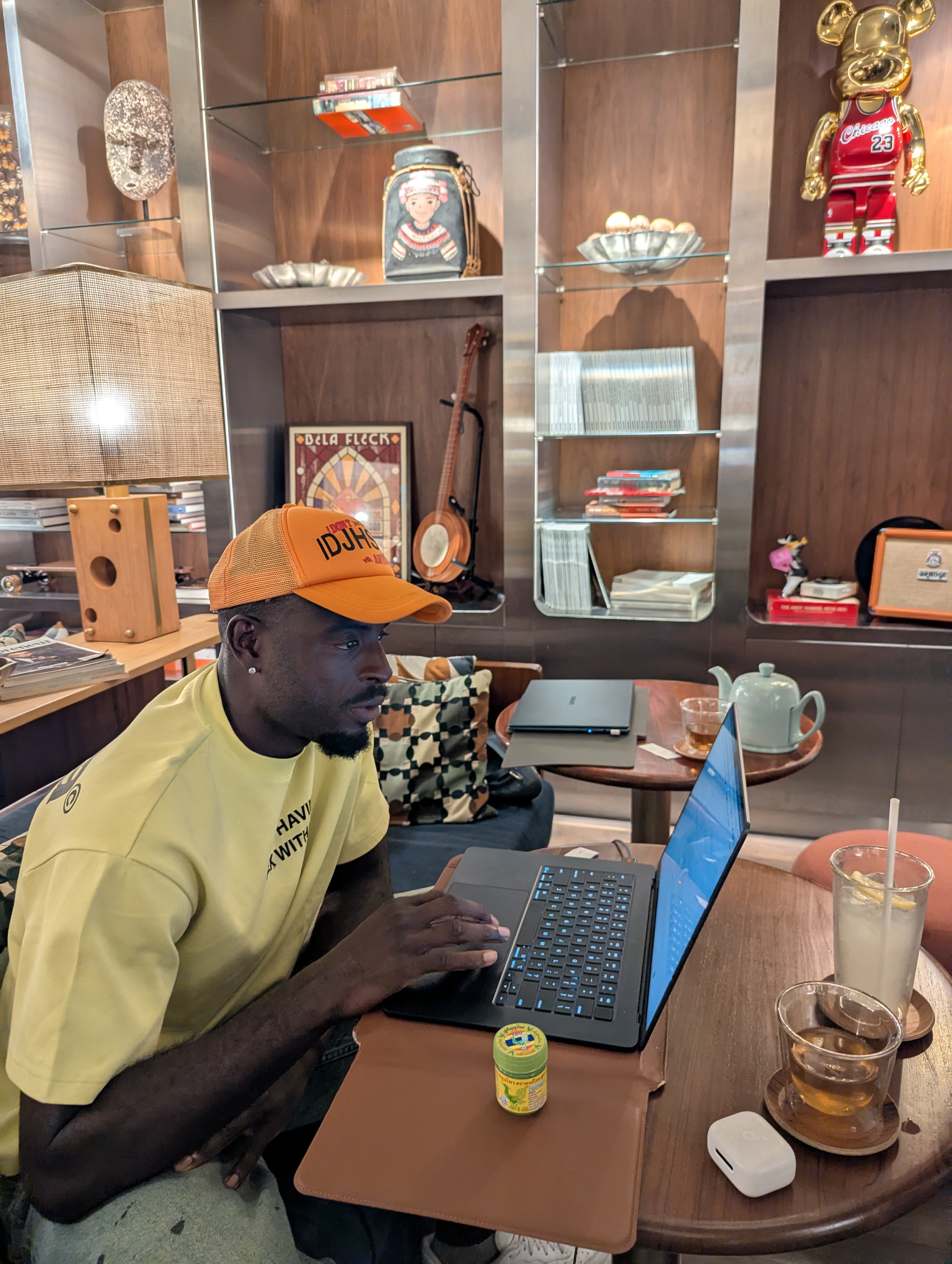 Remote work laptop coffee shop